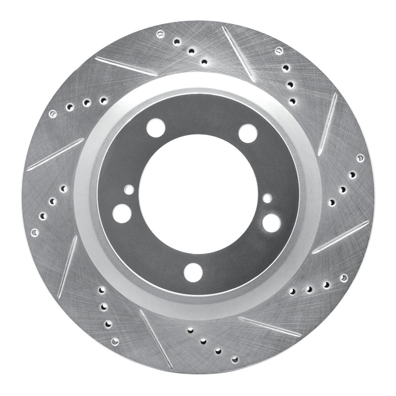 Lexus LX570 Brake Rotor (1) - Front Right - R1 Concepts - Drilled & Slotted - Silver - `07-`22